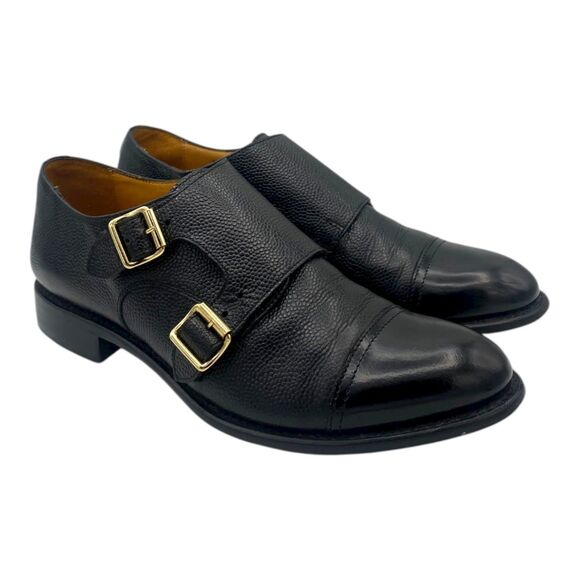 The Office of Angela Scott Mr. Colin Black Leather Double Monk Strap Loafer 41 - Picture 1 of 15